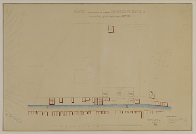 216527 Plattegrond van de bebouwing ter weerszijden van de Oosterstroom / Gruttersdijk te Utrecht; met weergave van het ...